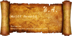 Wolff Arnold névjegykártya